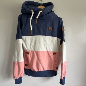 Wanakome Sweatshirt Neapolitan (Blue, Cream and Pink) Rare Colorblock Hoodie
